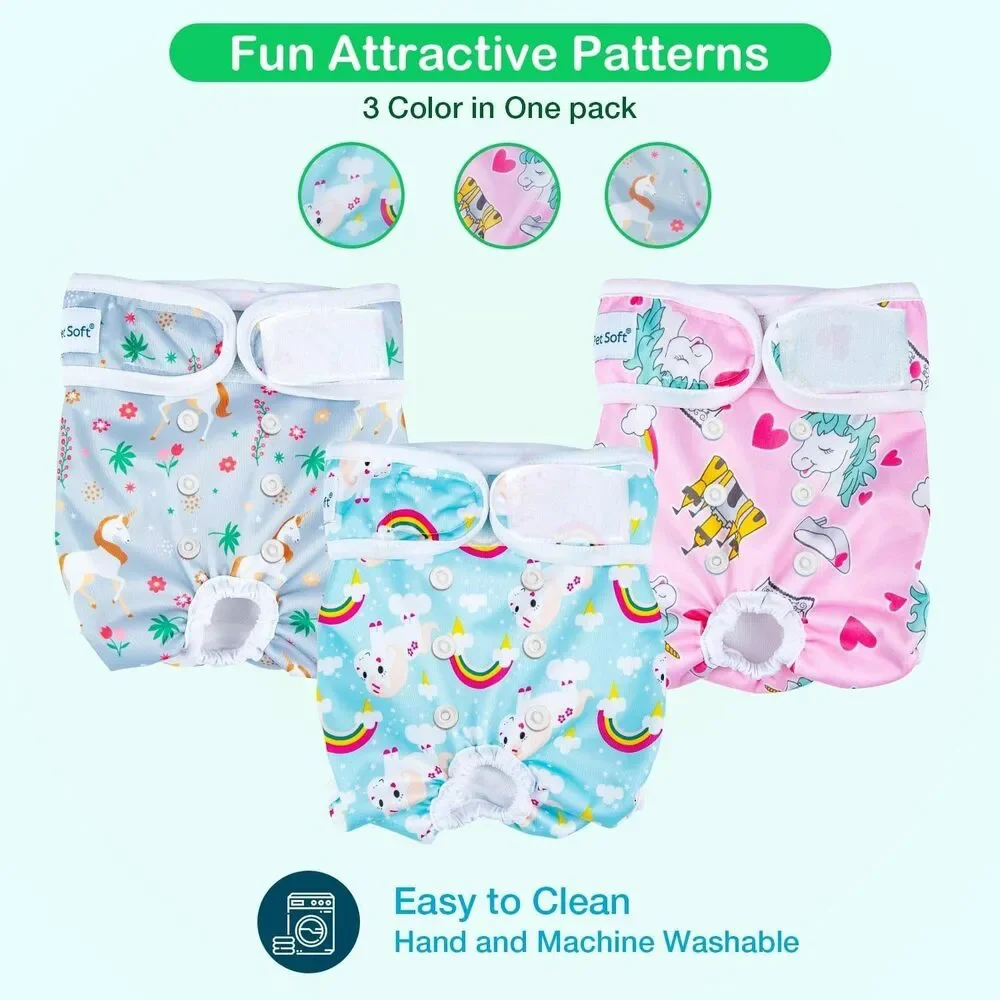 3-Pack Pet Soft Female Dog Diapers LARGE 19